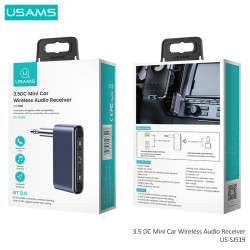 Аудіоадаптер універсальний USAMS 3.5 DC Mini Car Wireless Audio Receiver US-SJ519 |BT5.0, Mic, 6Hours|
