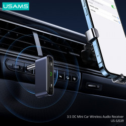 Аудіоадаптер універсальний USAMS 3.5 DC Mini Car Wireless Audio Receiver US-SJ519 |BT5.0, Mic, 6Hours|
