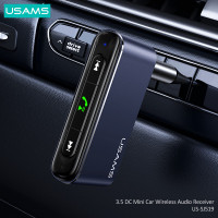 Аудіоадаптер універсальний USAMS 3.5 DC Mini Car Wireless Audio Receiver US-SJ519 |BT5.0, Mic, 6Hours|
