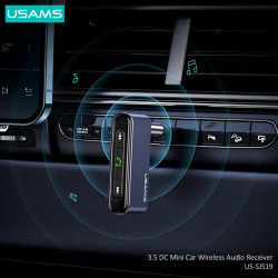 Аудіоадаптер універсальний USAMS 3.5 DC Mini Car Wireless Audio Receiver US-SJ519 |BT5.0, Mic, 6Hours|