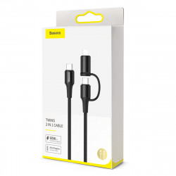 Кабель BASEUS Combo twins 2 in 1 Cable Type-C to Type-c / Lightning |1M, 60W (20V 3A) + 18W (9V 2A)| (CATLYW-H01)