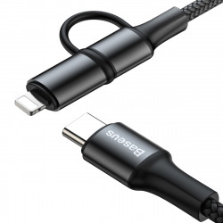 Кабель BASEUS Combo twins 2 in 1 Cable Type-C to Type-c / Lightning |1M, 60W (20V 3A) + 18W (9V 2A)| (CATLYW-H01)