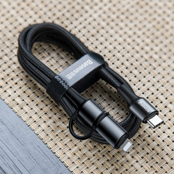 Кабель BASEUS Combo twins 2 in 1 Cable Type-C to Type-c / Lightning |1M, 60W (20V 3A) + 18W (9V 2A)| (CATLYW-H01)