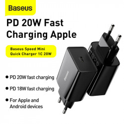 Адаптер мережевий BASEUS Speed Mini Quick Charger 1C |1Type-C, PD/QC,20W, 3A| (CCFS-SN02)