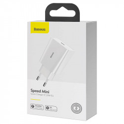 Адаптер мережевий BASEUS Speed Mini Quick Charger 1C |1Type-C, PD/QC,20W, 3A| (CCFS-SN02)