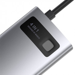 Hub адаптер BASEUS Type-C Metal Gleam Series 4-in-1 Multifunctional Docking Station |2USB, HDMI, Type-C, 100W PD| (CAHUB-CY0G)