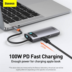 Hub адаптер BASEUS Type-C Metal Gleam Series 4-in-1 Multifunctional Docking Station |2USB, HDMI, Type-C, 100W PD| (CAHUB-CY0G)