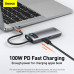Hub адаптер BASEUS Type-C Metal Gleam Series 4-in-1 Multifunctional Docking Station |2USB, HDMI, Type-C, 100W PD| (CAHUB-CY0G)