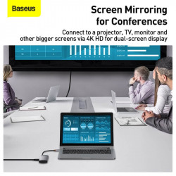 Hub адаптер BASEUS Type-C Metal Gleam Series 4-in-1 Multifunctional Docking Station |2USB, HDMI, Type-C, 100W PD| (CAHUB-CY0G)