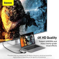 Hub адаптер BASEUS Type-C Metal Gleam Series 4-in-1 Multifunctional Docking Station |2USB, HDMI, Type-C, 100W PD| (CAHUB-CY0G)