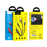 Кабель Hoco Combo Lightning / Micro USB / Type-C Times speed X14 |1m, 2A|