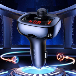 Адаптер автомобільний USAMS with Bluetooth FM Digital Display US-CC143 C25 |2USB/1Type-C, 3A/50W, QC/PD, TF|