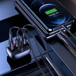 Адаптер автомобільний USAMS with Bluetooth FM Digital Display US-CC143 C25 |2USB/1Type-C, 3A/50W, QC/PD, TF|