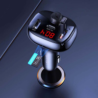 Адаптер автомобільний USAMS with Bluetooth FM Digital Display US-CC143 C25 |2USB/1Type-C, 3A/50W, QC/PD, TF|