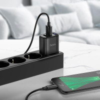 Адаптер мережевий Hoco Micro USB Cable Smart dual-port charger C141A |2USB. 2.1A/10.5W|