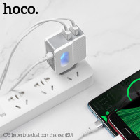 Адаптер мережевий Hoco Type-C cable C75 |2USB, 2.4A|