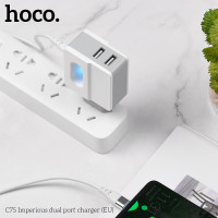 Адаптер мережевий Hoco Type-C cable C75 |2USB, 2.4A|