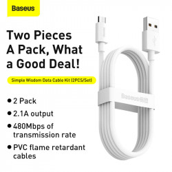 Кабель Baseus Micro USB Simple wisdom Data Cable Kit |1.5m, 2.1A| (2PCS-Set) (TZCAMZJ-02)