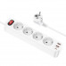 Подовжувач мережевий HOCO Aura 4-bit extension Cable socket fast charge NS1 |2USB/1Type-C, 4Sockets, 4000W, 20W/3A, PD/QC, 1.8m|