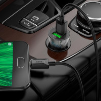 Адаптер автомобільний Hoco Micro USB cable Transparent Discovery Edition dual port Z47 |2USB, QC, 3A|