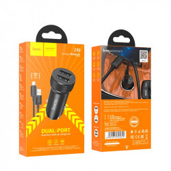 Адаптер автомобільний Hoco Lightning Cable Level dual port Car charger Z49 |2USB, 12W, 2.4A|