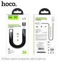 Кабель Hoco Lightning with LED Магнітний Blaze U75 |1.2m, 3A|