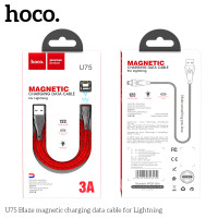 Кабель Hoco Lightning with LED Магнітний Blaze U75 |1.2m, 3A|
