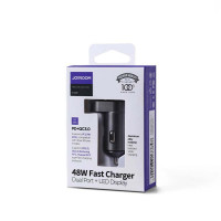 Адаптер автомобільний JOYROOM Intelligent 2-port LED Fast Car Charger C-A17 |1USB/1Type-C, 48W/3A, PD/QC|