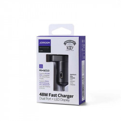 Адаптер автомобільний JOYROOM Intelligent 2-port LED Fast Car Charger C-A17 |1USB/1Type-C, 48W/3A, PD/QC|