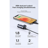 Адаптер автомобільний JOYROOM Intelligent 2-port LED Fast Car Charger C-A17 |1USB/1Type-C, 48W/3A, PD/QC|