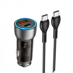 Адаптер автомобільний Hoco Type-C to Type-C cable Sprinter dual port Car charger NZ8 |1USB/1Type-C, QC/PD, 43W/3A|