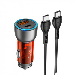 Адаптер автомобільний Hoco Type-C to Type-C cable Sprinter dual port Car charger NZ8 |1USB/1Type-C, QC/PD, 43W/3A|