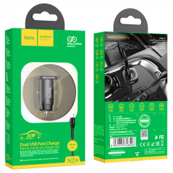 Адаптер автомобільний Hoco Micro USB Cable Wise road dual port Car charger set NZ4 |2USB, 4.8A|