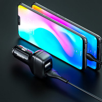 Адаптер автомобільний Hoco Type-C Cable Leader Z36 |2USB, 2.4A|