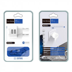 Адаптер мережевий Koni Strong Lightning Cable KS73L |2USB, 2.4A|