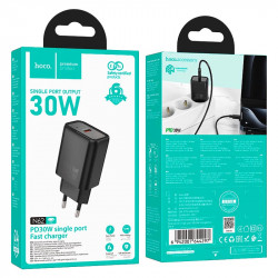 Адаптер мережевий HOCO gentle single port charger N62 |1Type-C, 30W/3A, PD/QC|