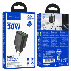 Адаптер мережевий HOCO Gentle charger N63 |1USB/1Type-C, 30W/3A, PD/QC|
