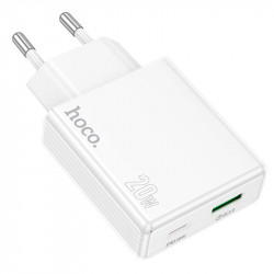 Адаптер мережевий HOCO Direct charger C142A |1USB/1Type-C, 20W/3A, PD/QC|