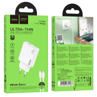 Адаптер мережевий HOCO Direct charger C142A (Type-C to Type-C set) |1USB/1Type-C, 20W/3A, PD/QC|
