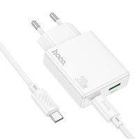 Адаптер мережевий HOCO Direct charger C142A (Type-C to Type-C set) |1USB/1Type-C, 20W/3A, PD/QC|