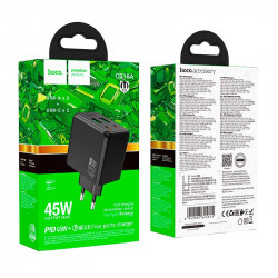 Адаптер мережевий HOCO Ocean charger CS18A |2USB/2Type-C, 45W/3A, PD/QC|