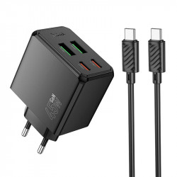 Адаптер мережевий HOCO Ocean charger CS18A (Type-C to Type-C set) |2USB/2Type-C, 45W/3A, PD/QC|