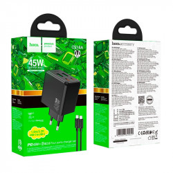 Адаптер мережевий HOCO Ocean charger CS18A (Type-C to Type-C set) |2USB/2Type-C, 45W/3A, PD/QC|