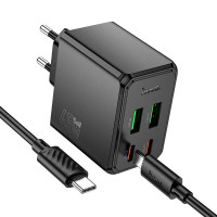 Адаптер мережевий HOCO Ocean charger CS18A (Type-C to Type-C set) |2USB/2Type-C, 45W/3A, PD/QC|