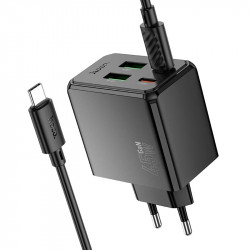 Адаптер мережевий HOCO Ocean charger CS18A (Type-C to Type-C set) |2USB/2Type-C, 45W/3A, PD/QC|
