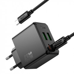 Адаптер мережевий HOCO Ocean charger CS18A (Type-C to Type-C set) |2USB/2Type-C, 45W/3A, PD/QC|