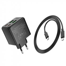 Адаптер мережевий HOCO Ocean charger CS18A (Type-C to Type-C set) |2USB/2Type-C, 45W/3A, PD/QC|