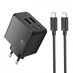 Адаптер мережевий HOCO Ocean charger CS19A (Type-C to Type-C set) |2USB/2Type-C, 65W/3A, PD/QC|