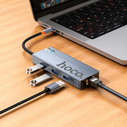 Hub адаптер HOCO Wow 6-in-1 multi-function converter HB51 (HDTV+RJ45+PD+USB 3.0*3)
