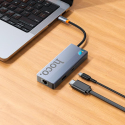 Hub адаптер HOCO Wow 6-in-1 multi-function converter HB51 (HDTV+RJ45+PD+USB 3.0*3)